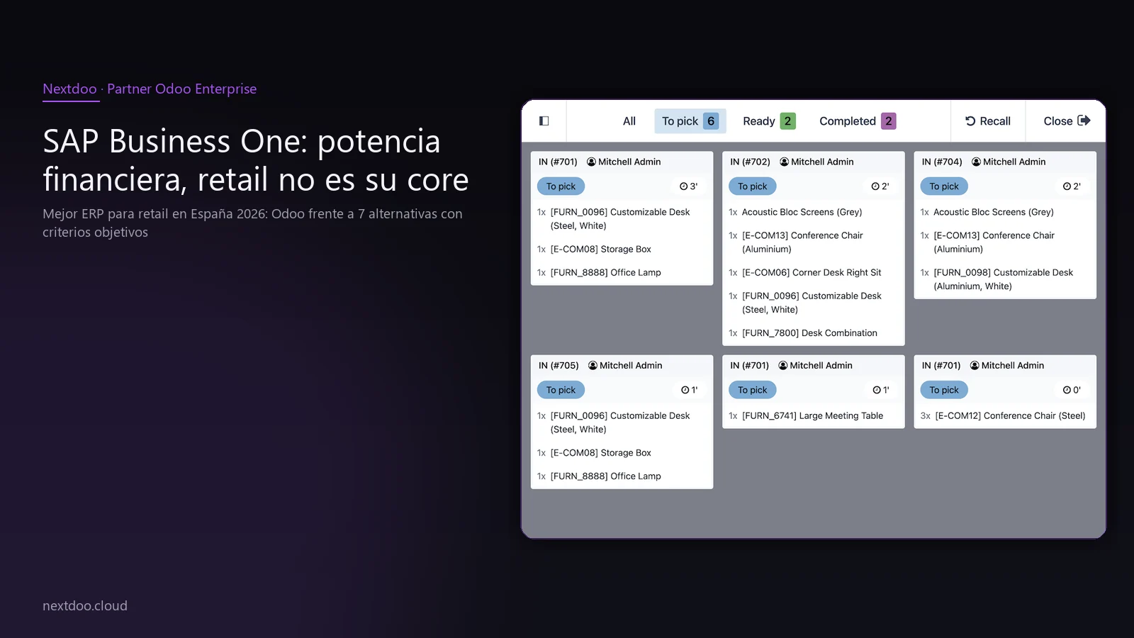 Mejor ERP para retail en España 2026: Odoo frente a 7 alternativas con criterios objetivos · Odoo: la referencia para retail en España