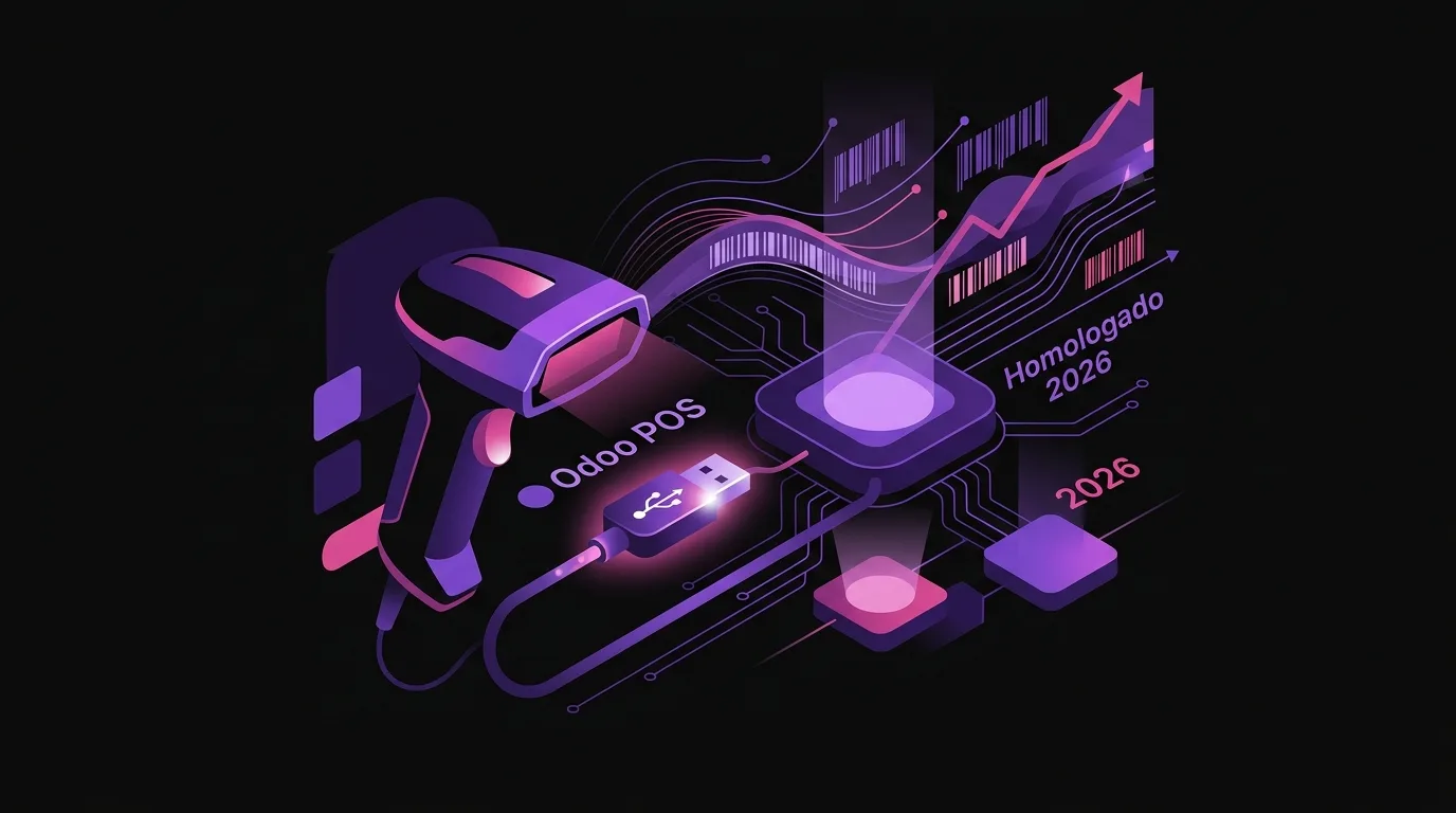 Hardware homologado para Odoo POS en 2026: guía completa para retail español · Escáneres de código de barras: USB es el rey