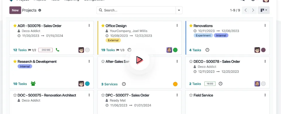 Odoo Proyectos, gestión de obras y tareas dentro de la plataforma