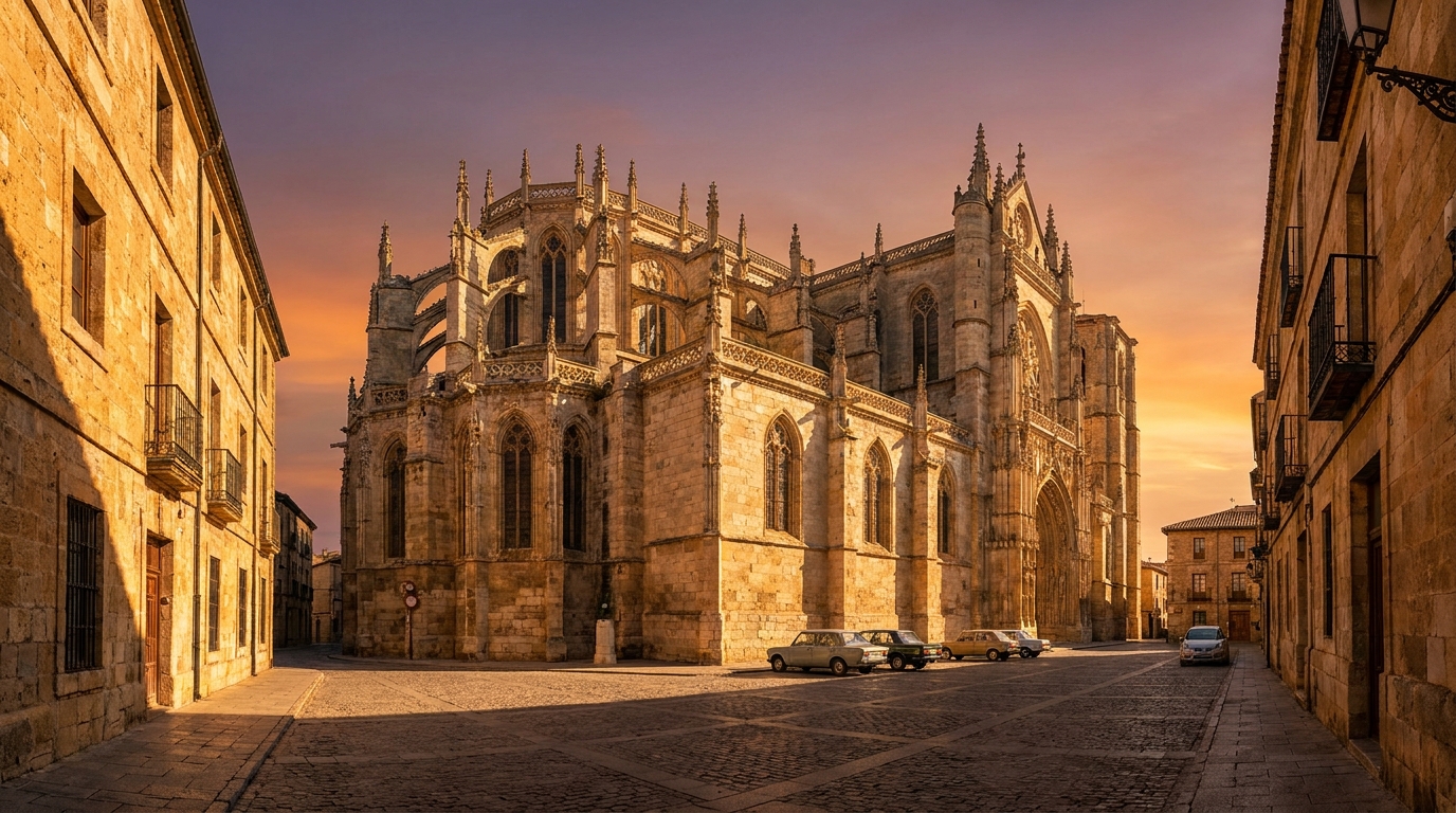 Partner Odoo Palencia — la catedral gótica de Palencia al atardecer, la ciudad donde implantamos Odoo