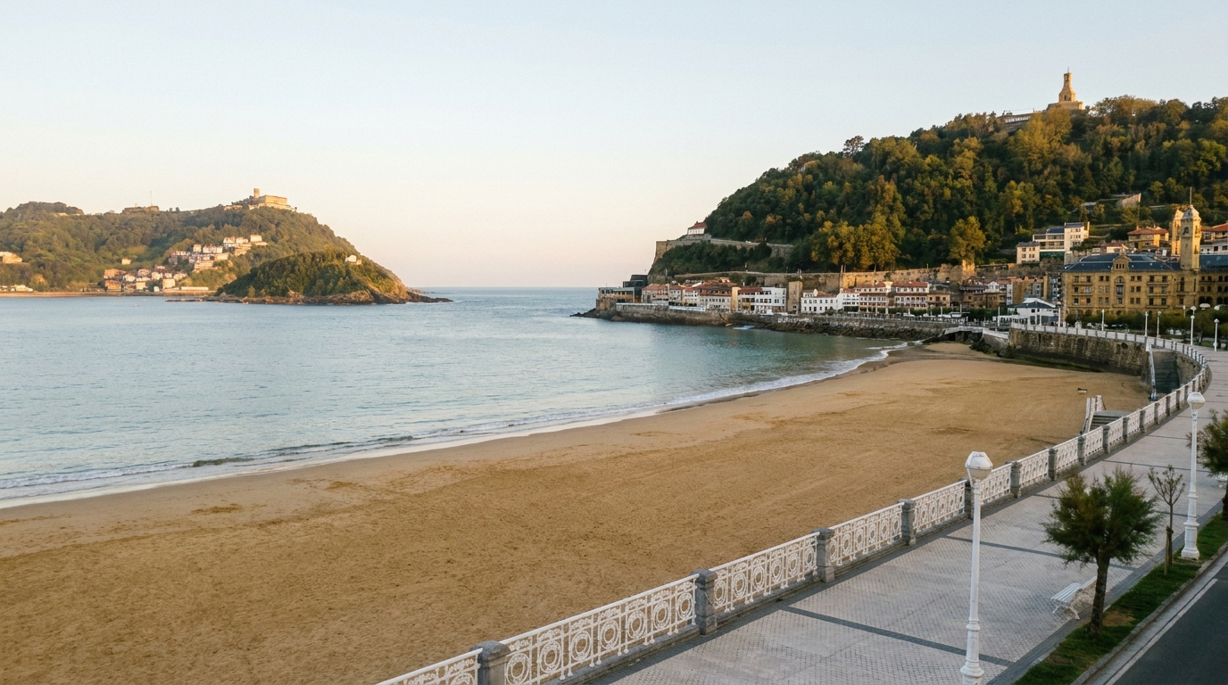 Partner Odoo San Sebastián — la bahía de la Concha con sus dos montes al atardecer, la ciudad donde implantamos Odoo con TicketBAI