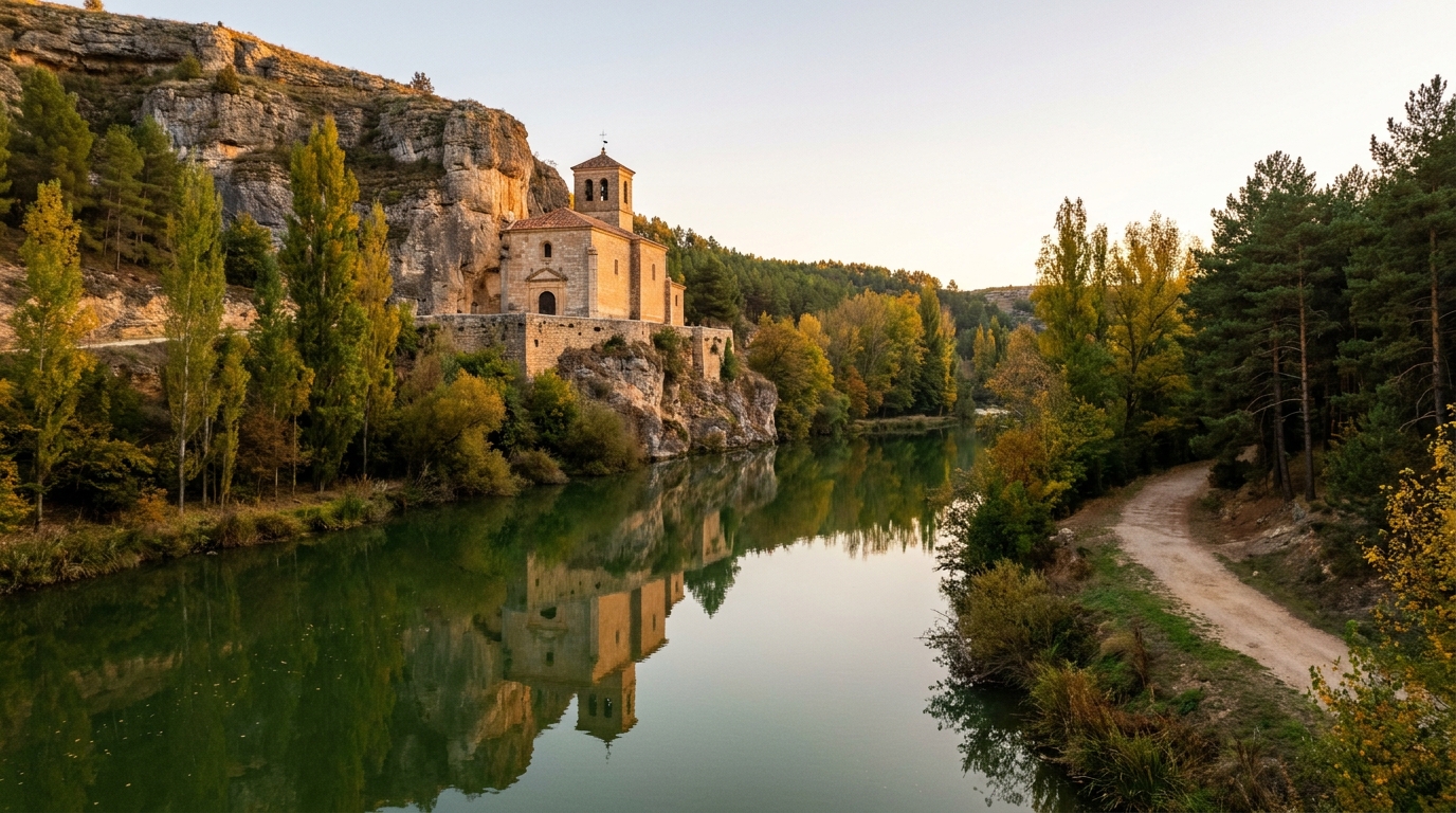 Partner Odoo Soria — la ermita de San Saturio sobre el río Duero al atardecer, la ciudad donde implantamos Odoo