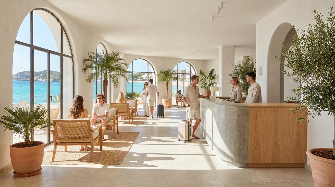 partner odoo alicante turismo — recepción luminosa de hotel de playa en la Costa Blanca