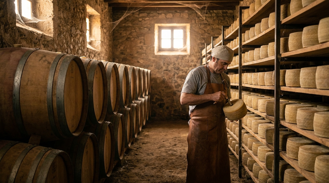 Partner Odoo Albacete para agroalimentario manchego: bodega y quesería de La Mancha con barricas de vino y queso manchego