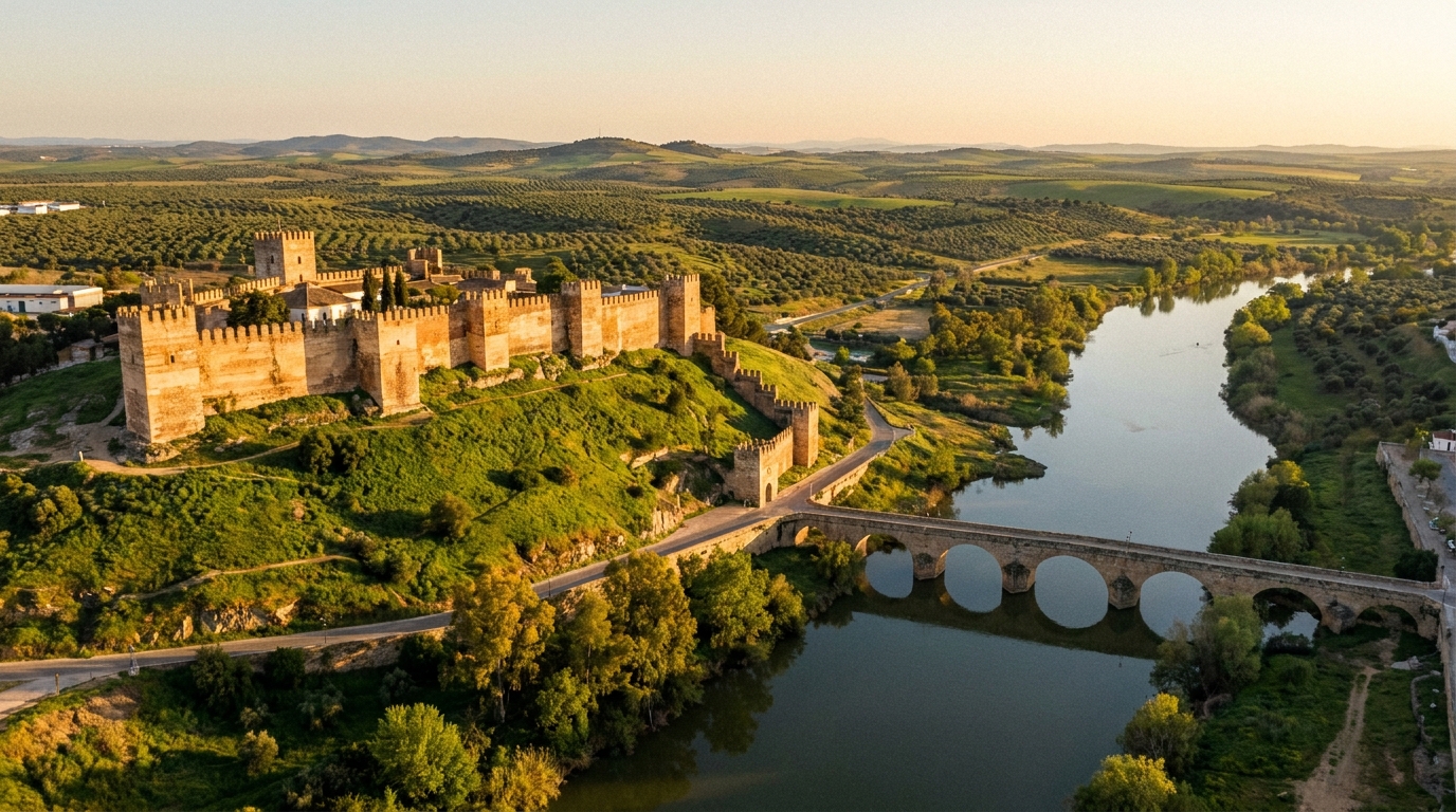 Partner Odoo Badajoz: la Alcazaba de Badajoz junto al río Guadiana al atardecer — Nextdoo