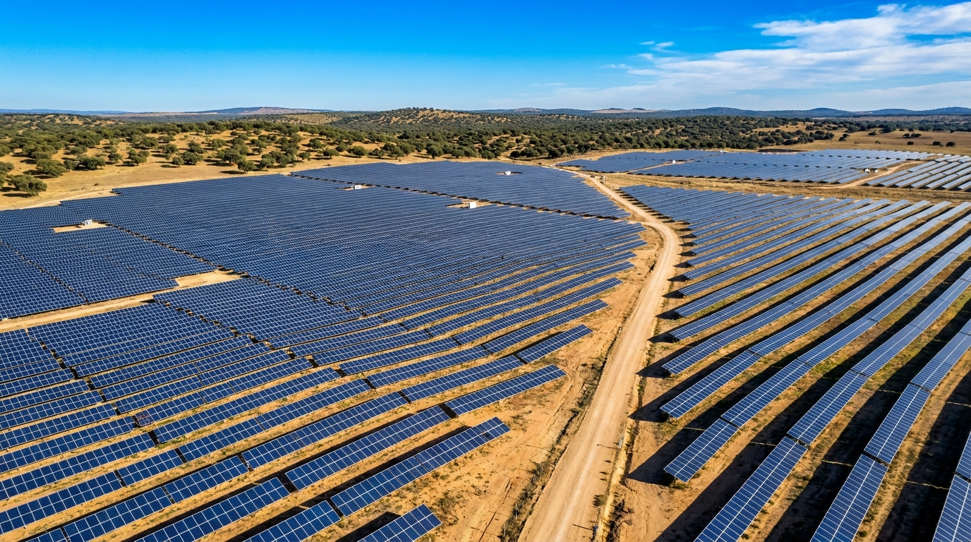 Partner Odoo Badajoz para energía solar: planta fotovoltaica en la llanura de Extremadura cerca de Badajoz