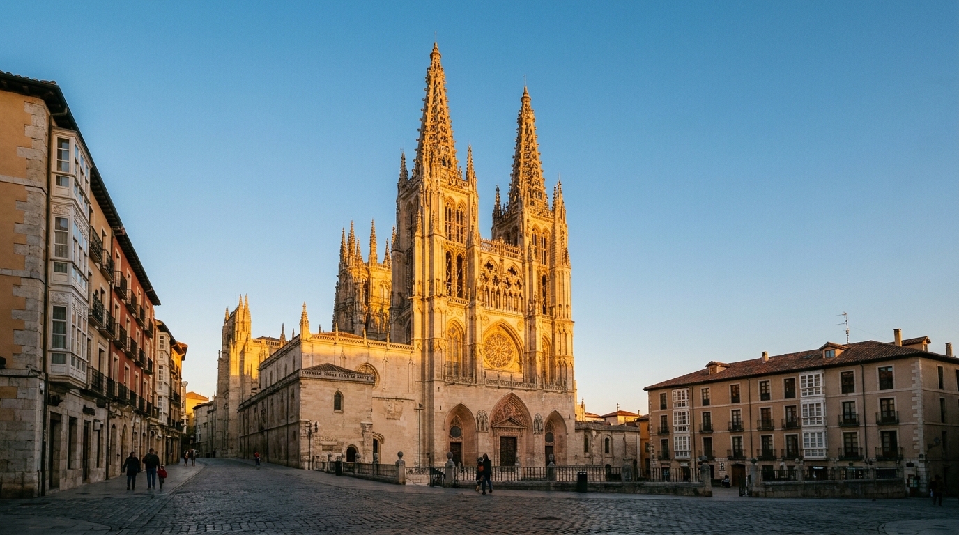 Partner Odoo Burgos — la Catedral de Burgos al atardecer, la ciudad industrial de Castilla donde implantamos Odoo