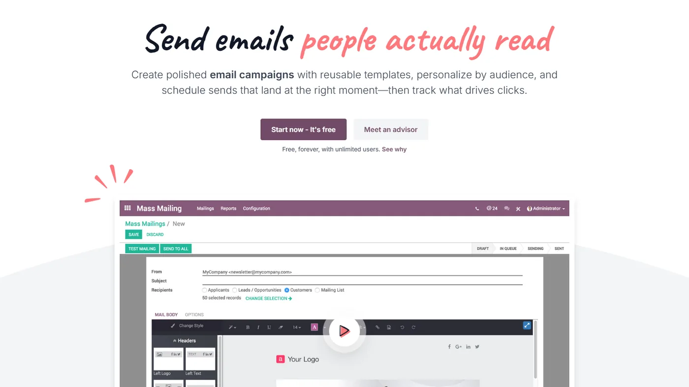 Odoo Email Marketing screenshot
