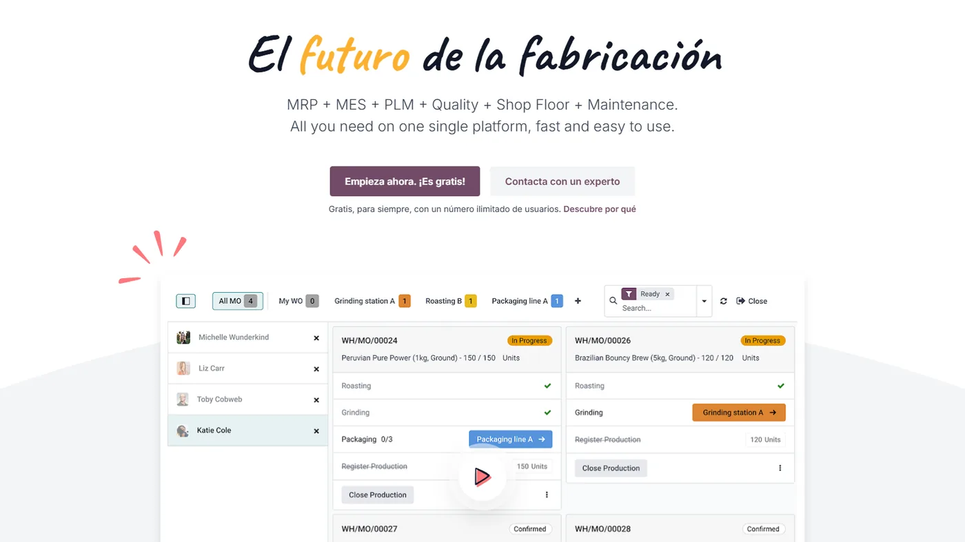 Odoo Fabricación screenshot