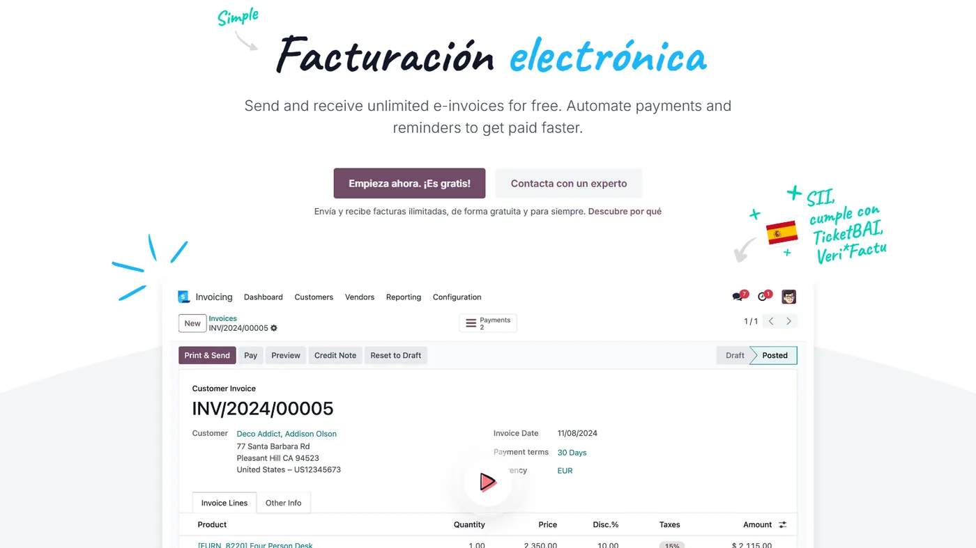 Odoo Facturación screenshot