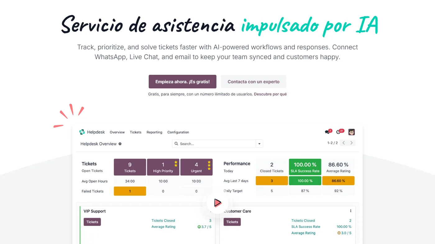 Odoo Helpdesk screenshot