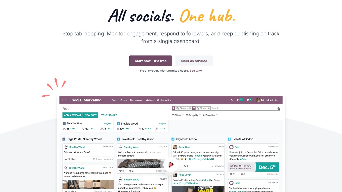 Odoo Social Marketing screenshot